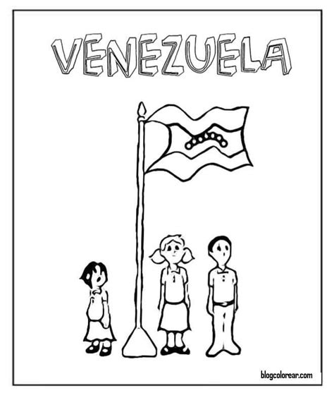 colorear Bandera de Venezuela con niños Colorear dibujos infantiles