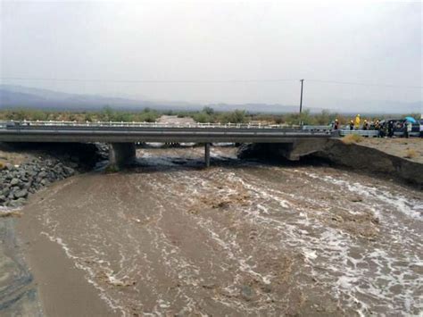 Bridge Over 10 Freeway East Of Coachella Collapses Into Flood Waters