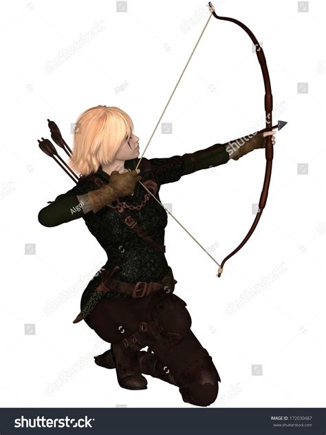 Blonde Female Archer Bow Arrow Taking Stock Illustration 172030487 Shutterstock