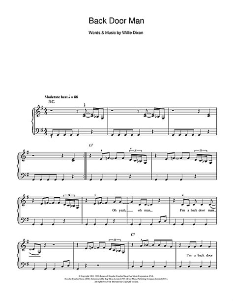 back door man sheet music by howlin wolf beginner piano 112256