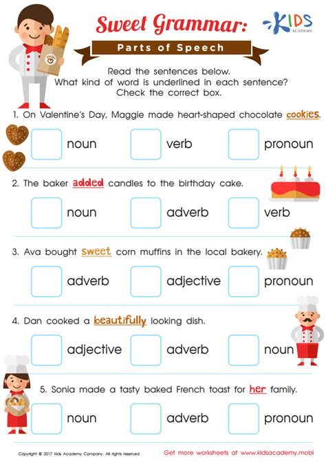 Parts Of Speech Worksheet Free Printable Pdf For Kids