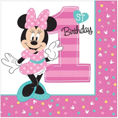 Minnie Mouse 1st Birthday Large Napkins Pack Of 16 Minnie Mouse 1st
