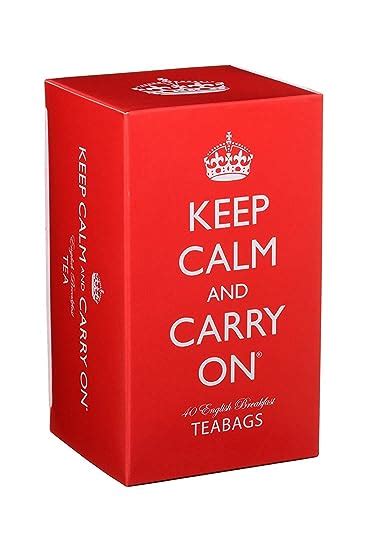 Keep Calm And Carry On Tea Carton Box English Breakfast Tea 40 Bags 125g 44oz