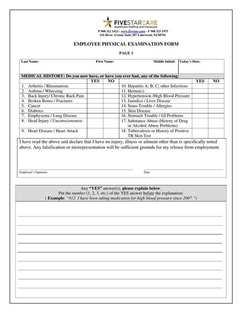 Employee Physical Form ≡ Fill Out Printable Pdf Forms Online