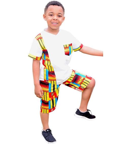 Boy African Print Kente Kids Ankara Suit African Ghana Tribal Clothing