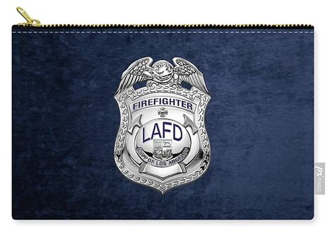 Los Angeles Fire Department Lafd Fireman Badge Over Blue Velvet Zip