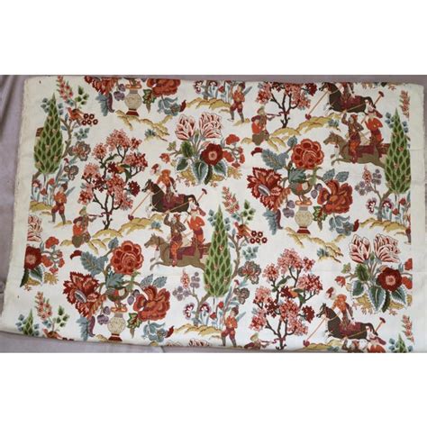 schumacher fabrics persian lancers linen fabric in spring color 36ʺ × 54ʺ chairish