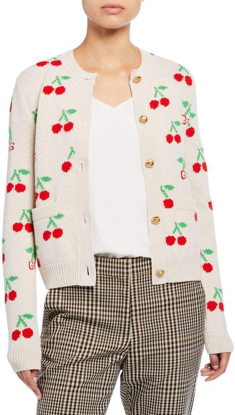 Gucci Cherry Jacquard Wool Cardigan Cherry Sweater Wool Cardigan Cardigan