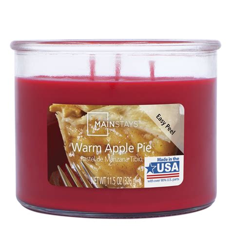 Mainstays Warm Apple Pie Scented 3 Wick Glass Jar Candle 115 Oz