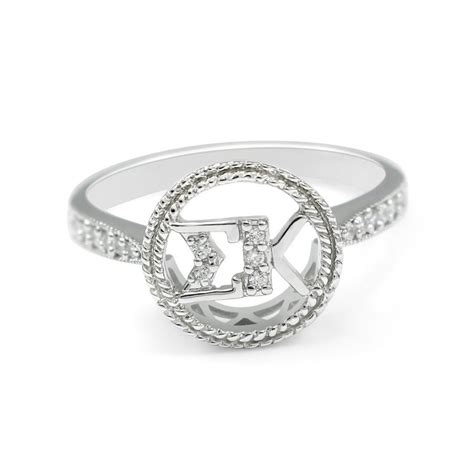 Sigma Kappa Sterling Silver Circular Ring Set With Simulated Etsy