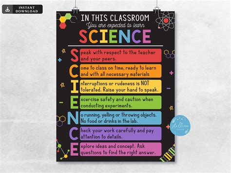 Science Classroom Rules Poster Science Class Decor Science Etsy