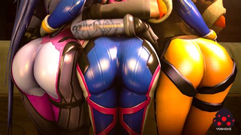 Rule 34 3d 3girls Ass Bodysuit Dva Hiroshi Yoshiki Multiple Girls