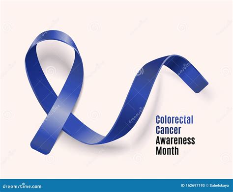 Realistic Blue Satin Ribbon For Colorectal Cancer Awareness Month