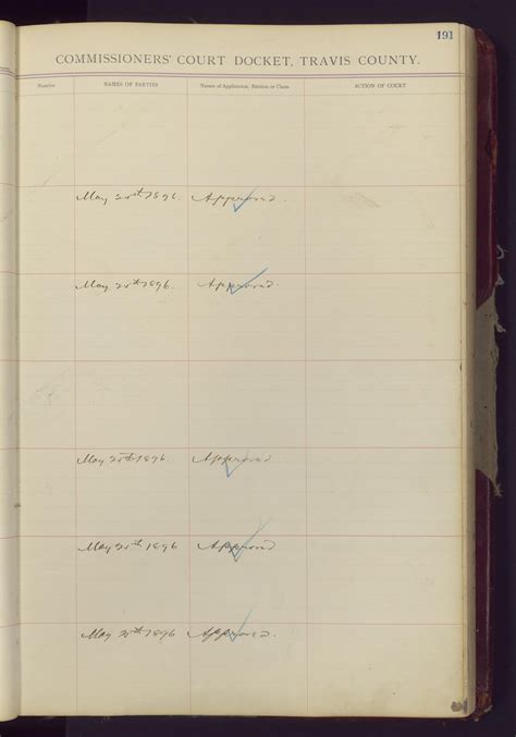Travis County Clerk Records: Commissioners Court Docket 1 - Page p191