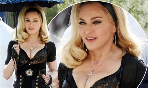 Madonna Lets Her Cleavage And Lace Bra Hang Out As She Films Her New