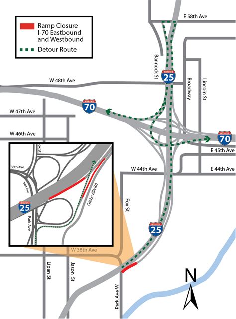 I 25 Northbound And Park Avenue Combined Detour Map May 20