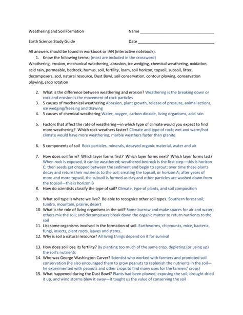 We would like to show you a description here but the site won't allow us. Weathering & Soil Formation SG Answer Key