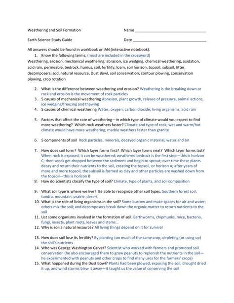 Community leaders are planning new laws to help protect the lake from pollution. Weathering & Soil Formation SG Answer Key