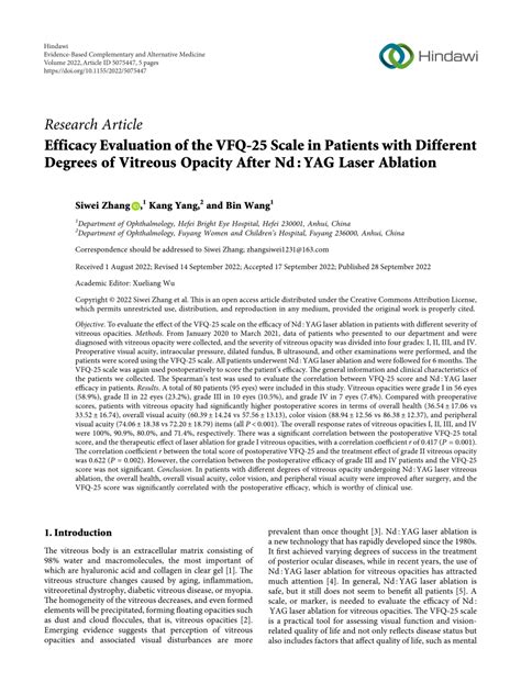 Pdf Efficacy Evaluation Of The Vfq Scale In Patients With
