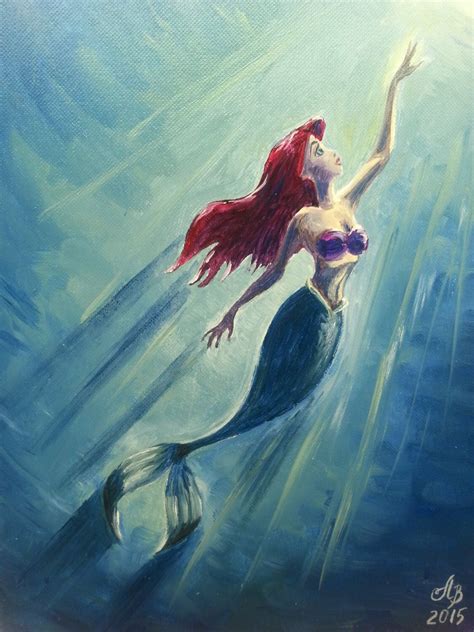 Disney Art Disney Bright Colourful Art Painted Little Mermaid Ariel Oil Painting Print Instant
