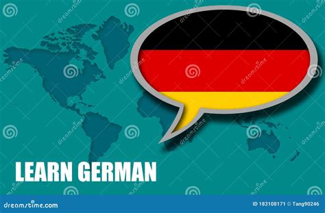 Learn German Language Speak Bubble On Red Backround Stock Illustration
