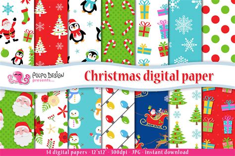 Christmas Digital Paper By Polpo Design Thehungryjpeg