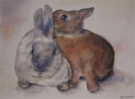 Two Bunny Rabbits Painting By Teresa Silvestri Fine Art America