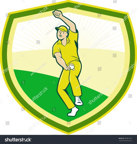 Illustration Cricket Player Fast Bowler Bowling Stock Vector Royalty