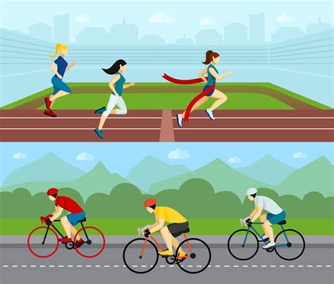 People Sport Horizontal Banner Set 473475 Vector Art At Vecteezy