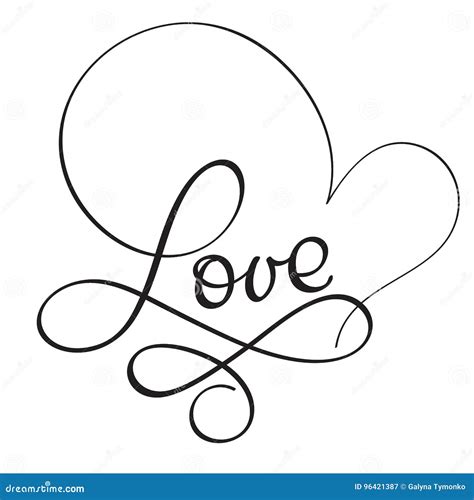 Love Word On White Background Hand Drawn Calligraphy Lettering Vector