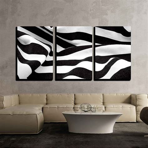 Wall26 3 Piece Canvas Wall Art Black And White Fabric Creates A Swirl