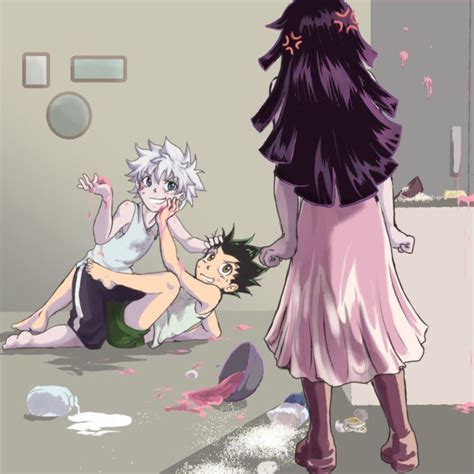 An Anime Scene With Two Women And One Man Sitting On The Floor While