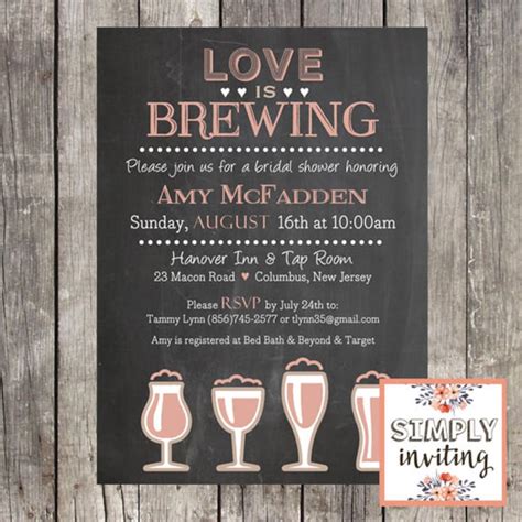 Love Is Brewing Bridal Shower Invitation Set Of 10 Brewery Etsy