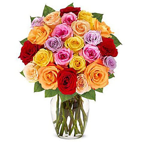 Shades Of Love 24 Rainbow Roses Bouquet Usa T Shades Of Love 24
