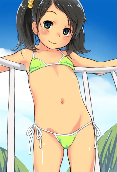 Kikurage Crayon Arts Original 1girl Bikini Black Hair Blue Eyes