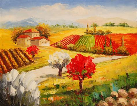 Quadro Paesaggio Di Campagna Di Impressionisti Falso Dautore 40x30cm