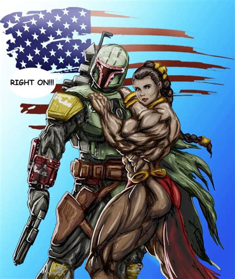 Boba Fett And Bodybuilding Slave Leia Creepy Star Wars Fan Art