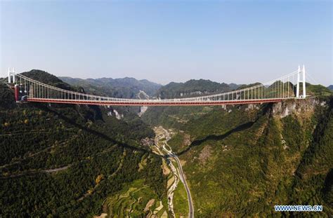 View Of Aizhai Suspension Bridge In Xiangxi Central Chinas Hunan