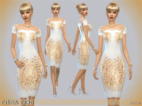 Paogaes Glittergold Classy White Dress Sims 4 Dresses Dresses