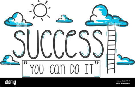 Hand Drawn Doodle Way To Success You Can Do It Vector Illustration