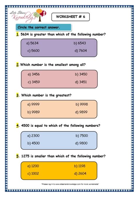 Grade 3 Maths Worksheets 4 Digit Numbers 17 Comparison Of 4 Digit