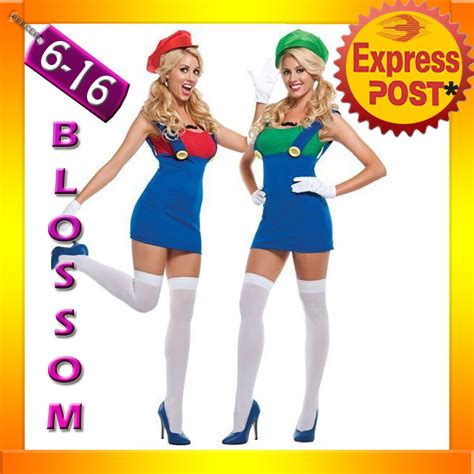 J18 Womens Super Mario Luigi Brothers Plumber Fancy Dress Up Party