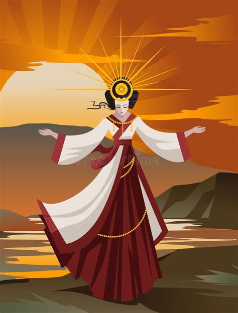 Amaterasu Shinto Sun Mythology Goddess Stock Vector Illustration Of