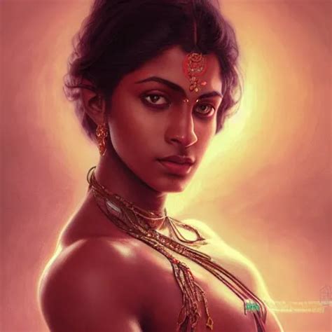 Portrait Painting Of Dark Muscular Indian Women Stable Diffusion