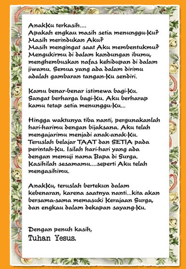 SURAT CINTA DARI TUHAN « Renungan 18 desember 2015 | Renungan Harian
