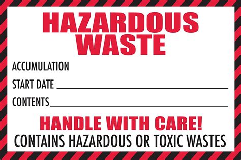 Hazardous Waste Label With Handle With Care 4x6 25 Pack