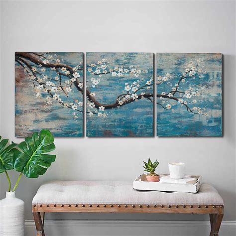 Amatop 3 Piece Wall Art Hand Painted Framed Flower Oil Painting On