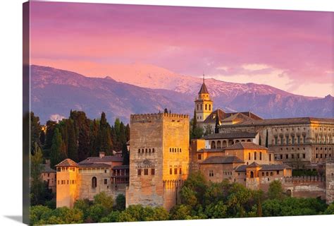 The Alhambra Palace At Sunset Granada Granada Province Andalucia