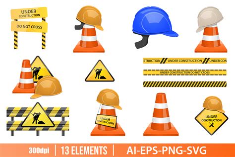 Under Construction Zone Clipart Set Graphic By Emil Timplaru Store