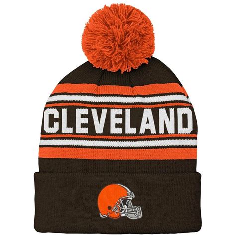 Cleveland Browns Youth Jacquard Cuffed Knit Hat With Pom Brown